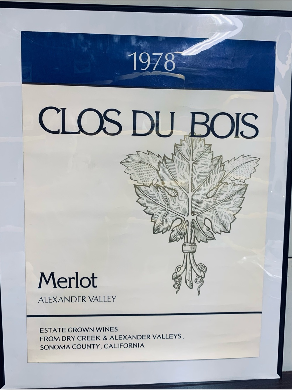 Clos Du Bois 1978 Merlot Wine Art Poster.